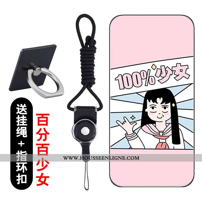 Étui Lg Q6 Créatif Dessin Animé Protection Coque Transparent Téléphone Portable Rose