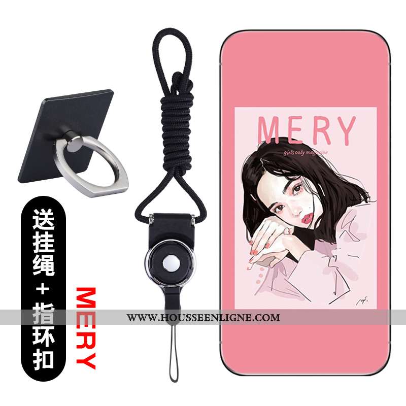Étui Lg Q6 Créatif Dessin Animé Protection Coque Transparent Téléphone Portable Rose