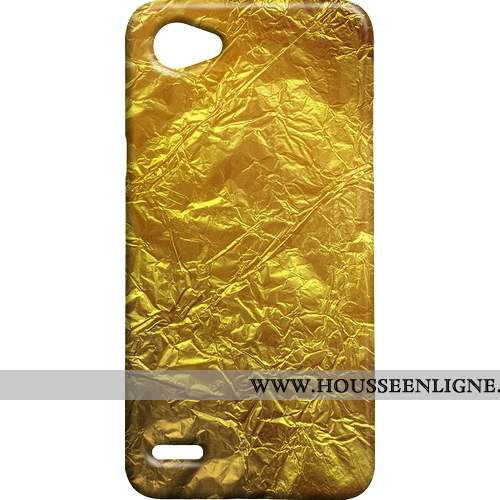 Étui Lg Q6 Métal Modèle Fleurie Mini Rétro Coque Jaune