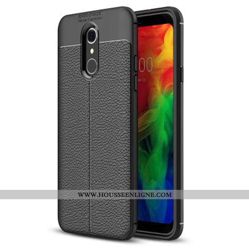 Étui Lg Q7 Cuir Modèle Fleurie Coque 2020 Tout Compris Silicone Noir