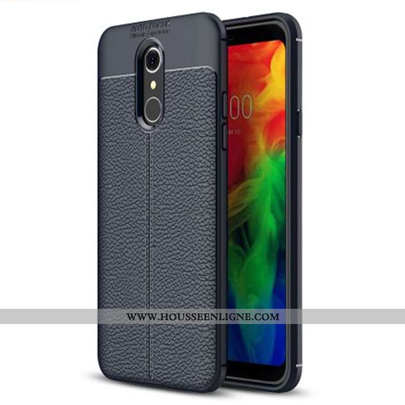 Étui Lg Q7 Cuir Modèle Fleurie Coque 2020 Tout Compris Silicone Noir