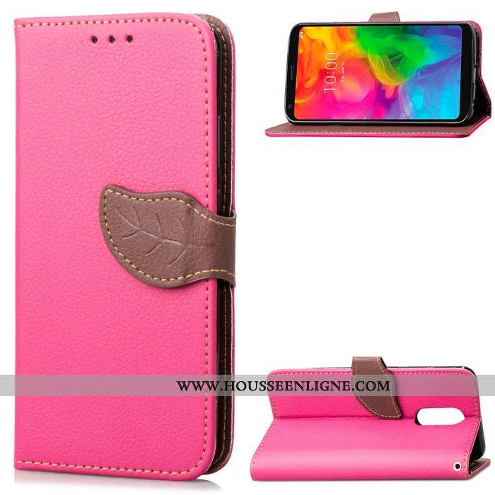 Étui Lg Q7 Portefeuille Cuir Rouge Téléphone Portable Carte Housse Protection
