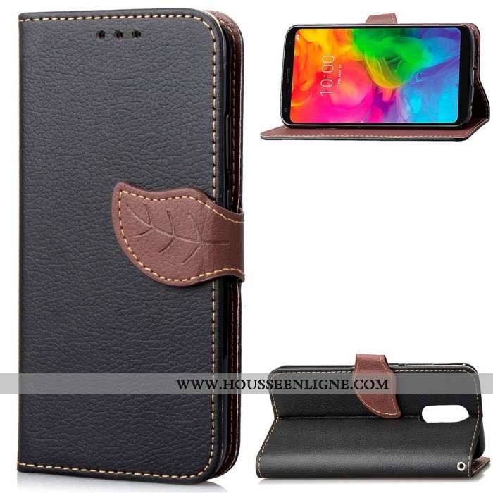 Étui Lg Q7 Portefeuille Cuir Rouge Téléphone Portable Carte Housse Protection