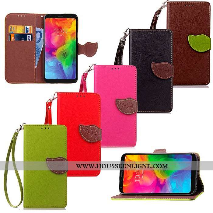 Étui Lg Q7 Portefeuille Cuir Rouge Téléphone Portable Carte Housse Protection