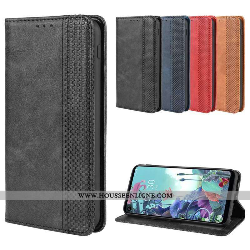 Étui Lg Q7 Protection Cuir Coque Bleu Marin Clamshell Tout Compris Bleu Foncé