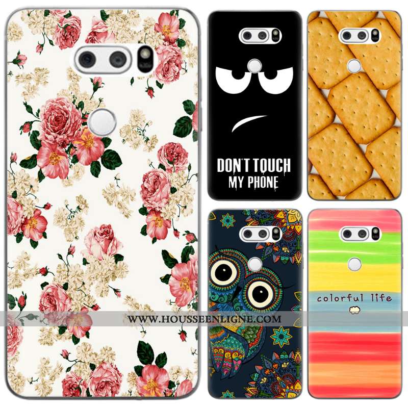 Étui Lg V30 Créatif Dessin Animé Téléphone Portable Noir Frais Coque Silicone