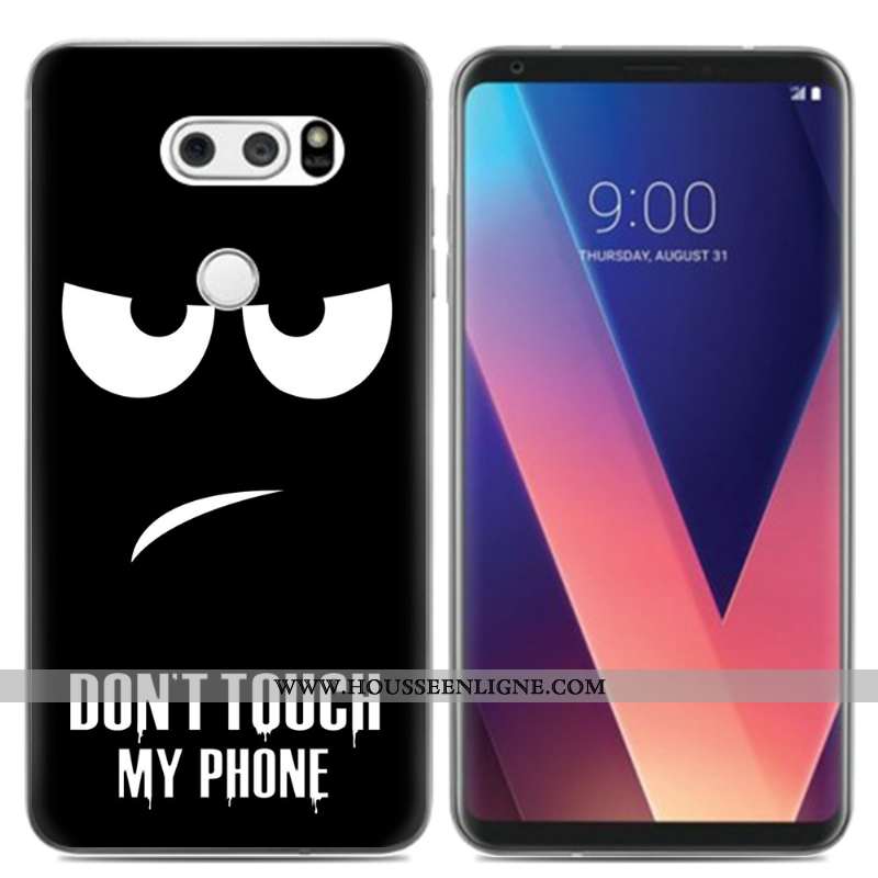 Étui Lg V30 Créatif Dessin Animé Téléphone Portable Noir Frais Coque Silicone