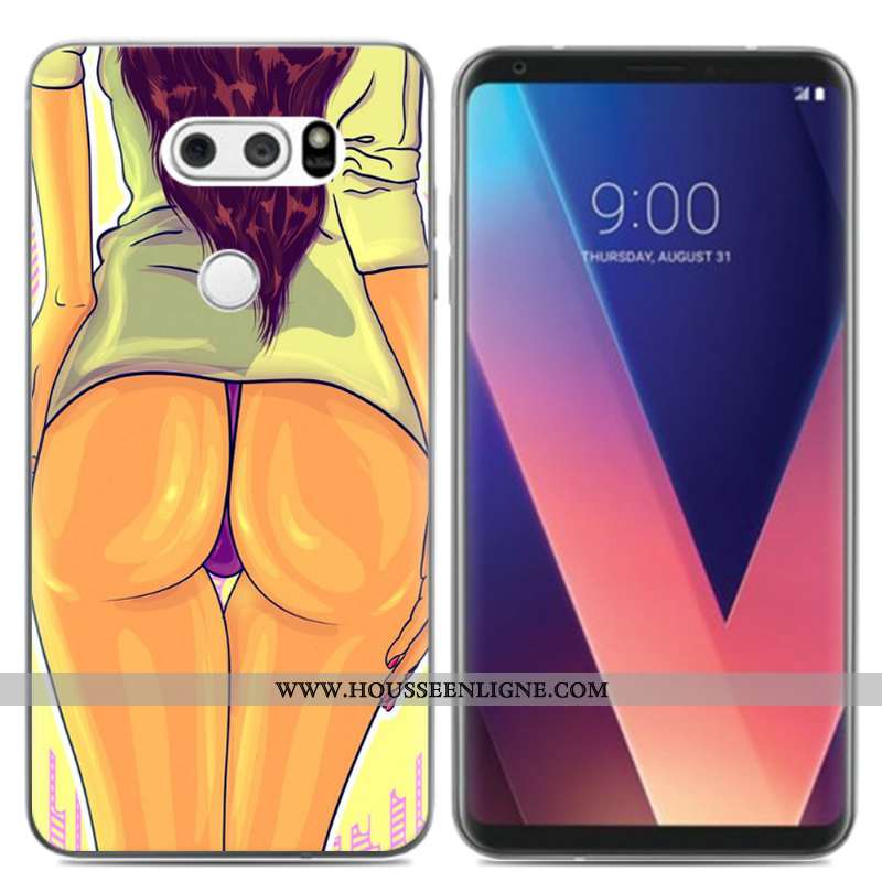 Étui Lg V30 Créatif Dessin Animé Téléphone Portable Noir Frais Coque Silicone