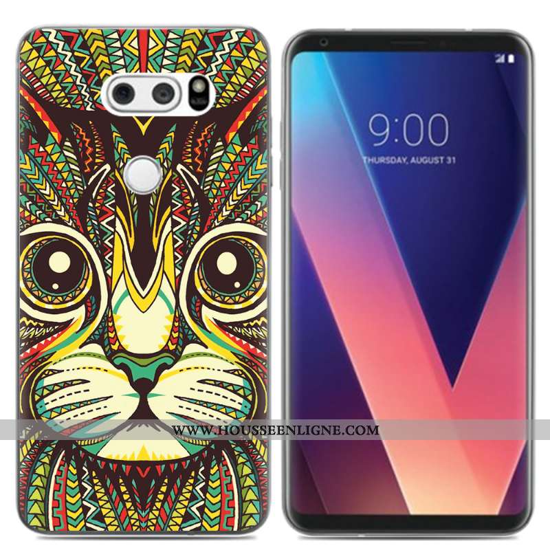 Étui Lg V30 Créatif Dessin Animé Téléphone Portable Noir Frais Coque Silicone
