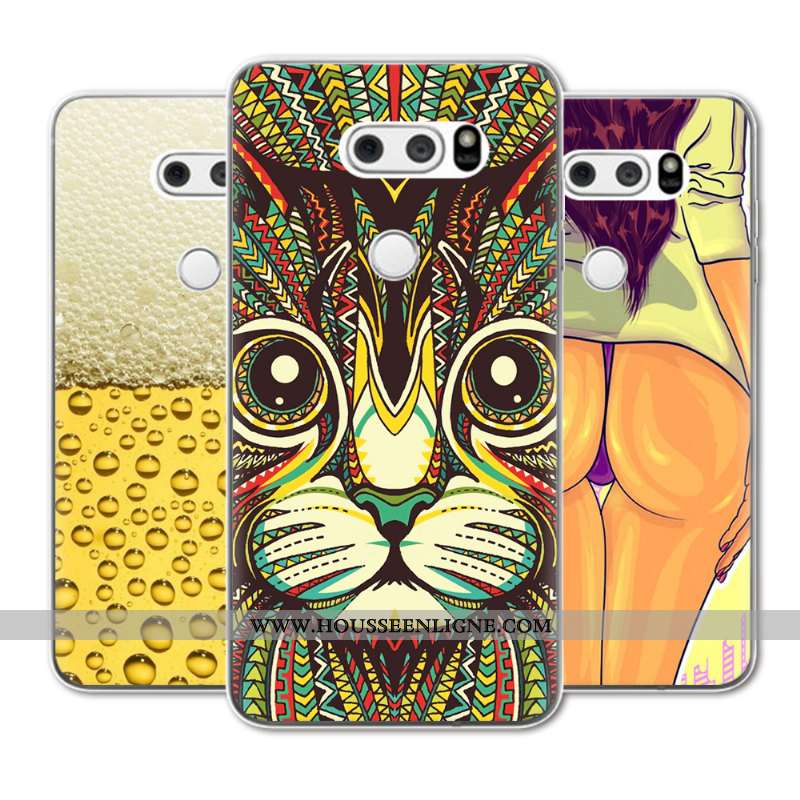 Étui Lg V30 Créatif Dessin Animé Téléphone Portable Noir Frais Coque Silicone
