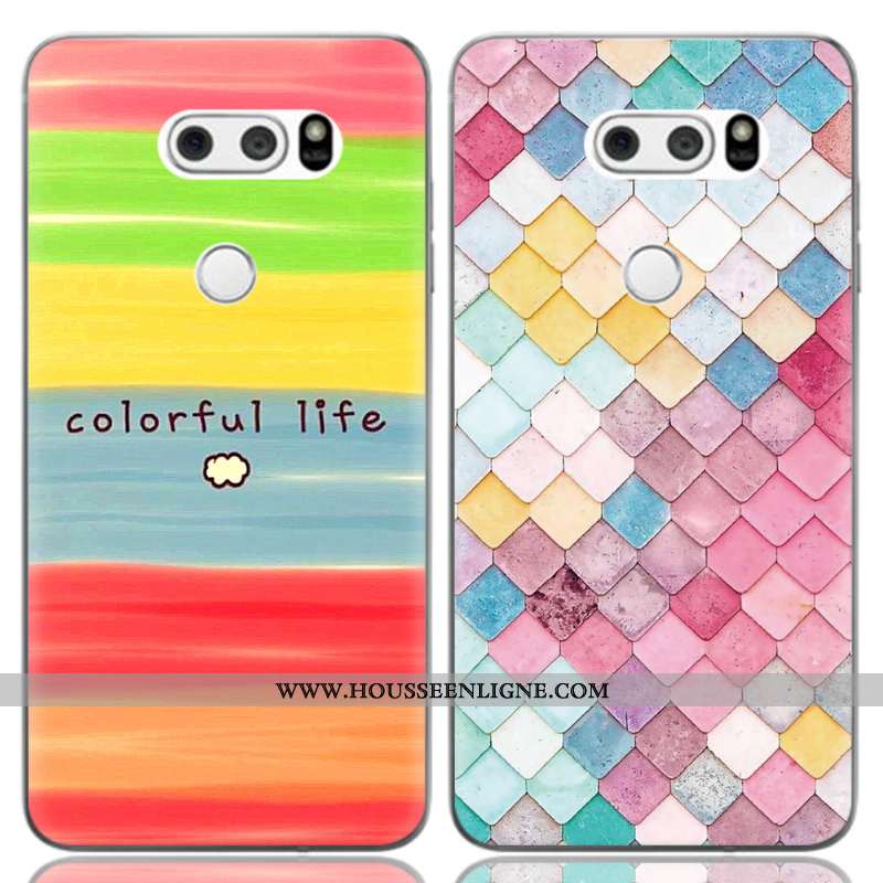 Étui Lg V30 Créatif Dessin Animé Téléphone Portable Noir Frais Coque Silicone