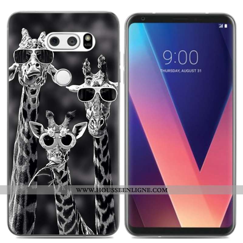 Étui Lg V30 Créatif Dessin Animé Téléphone Portable Noir Frais Coque Silicone