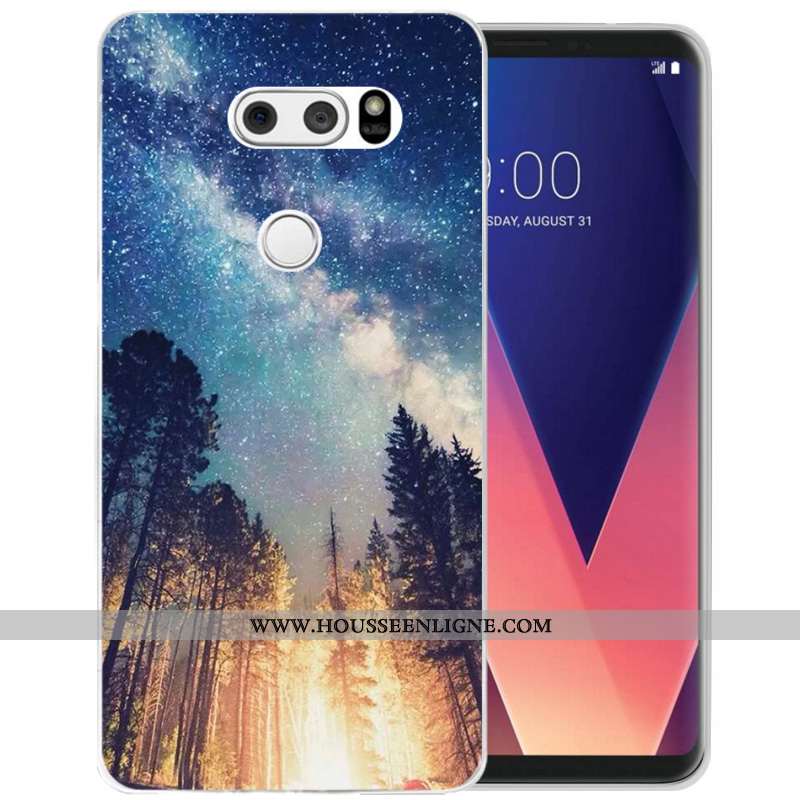 Étui Lg V30 Transparent Dessin Animé Charmant Bleu Marin Légère Étoile Bleu Foncé