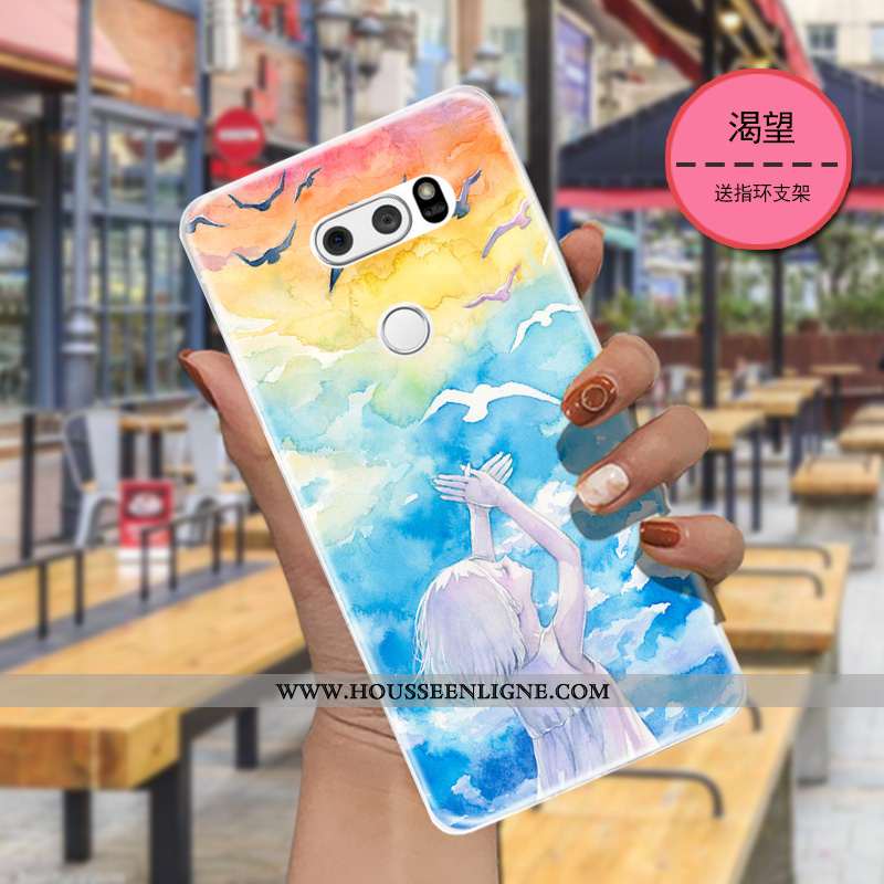 Étui Lg V30 Transparent Dessin Animé Charmant Bleu Marin Légère Étoile Bleu Foncé