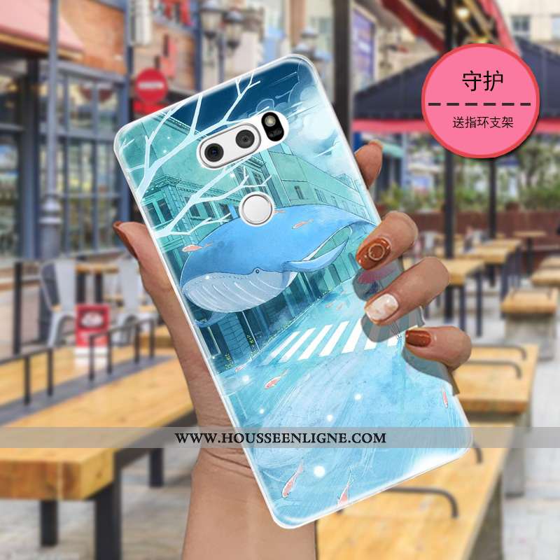 Étui Lg V30 Transparent Dessin Animé Charmant Bleu Marin Légère Étoile Bleu Foncé