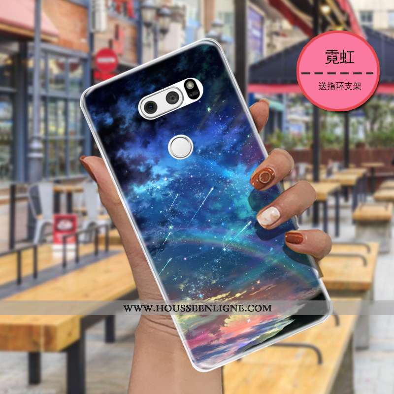Étui Lg V30 Transparent Dessin Animé Charmant Bleu Marin Légère Étoile Bleu Foncé