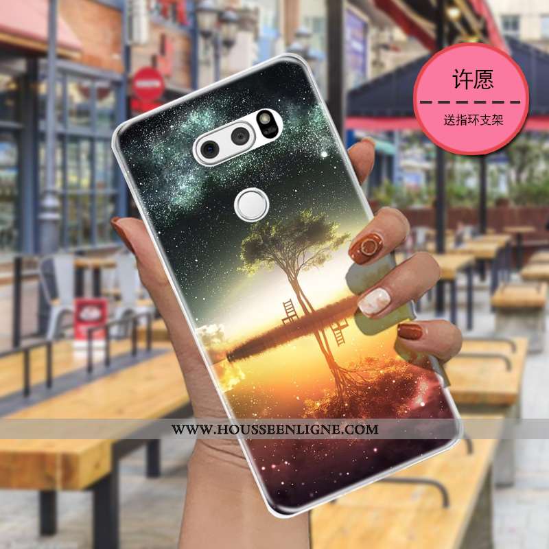 Étui Lg V30 Transparent Dessin Animé Charmant Bleu Marin Légère Étoile Bleu Foncé