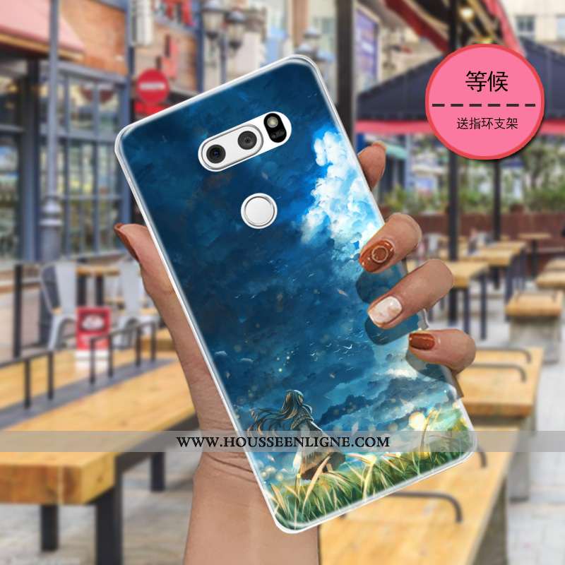 Étui Lg V30 Transparent Dessin Animé Charmant Bleu Marin Légère Étoile Bleu Foncé