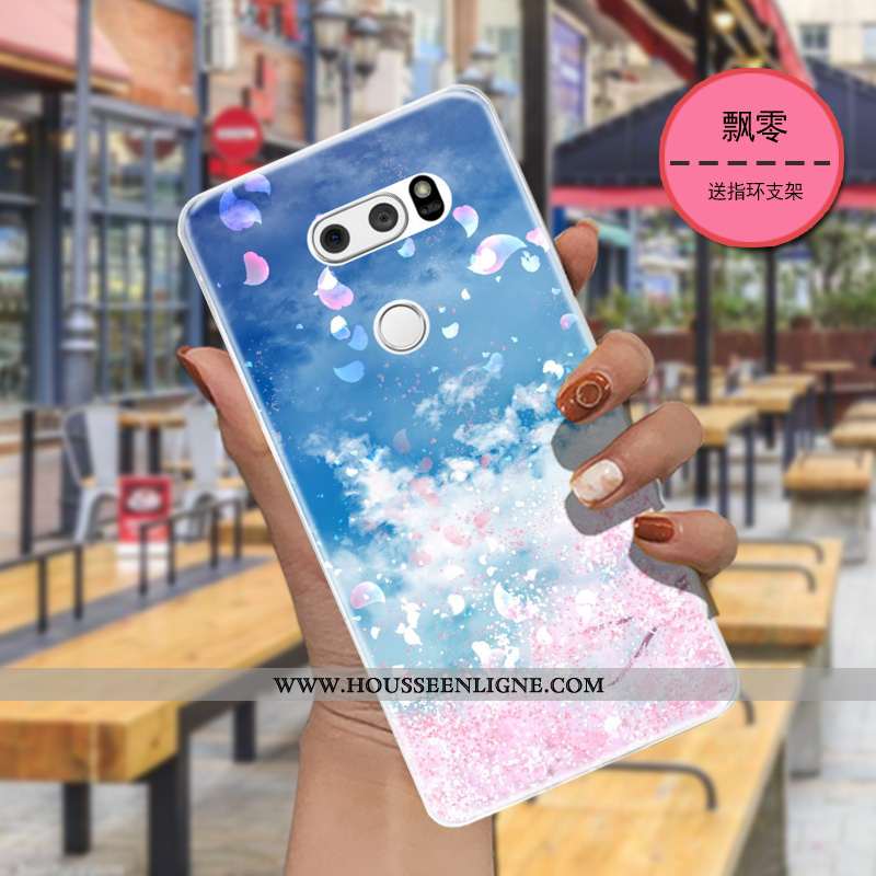 Étui Lg V30 Transparent Dessin Animé Charmant Bleu Marin Légère Étoile Bleu Foncé