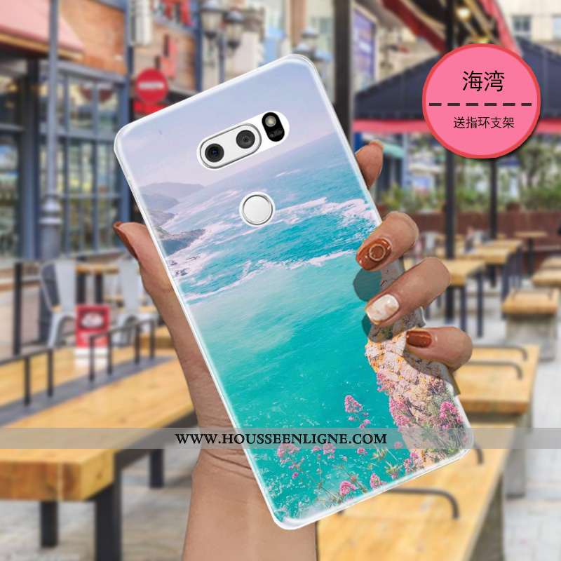 Étui Lg V30 Transparent Dessin Animé Charmant Bleu Marin Légère Étoile Bleu Foncé