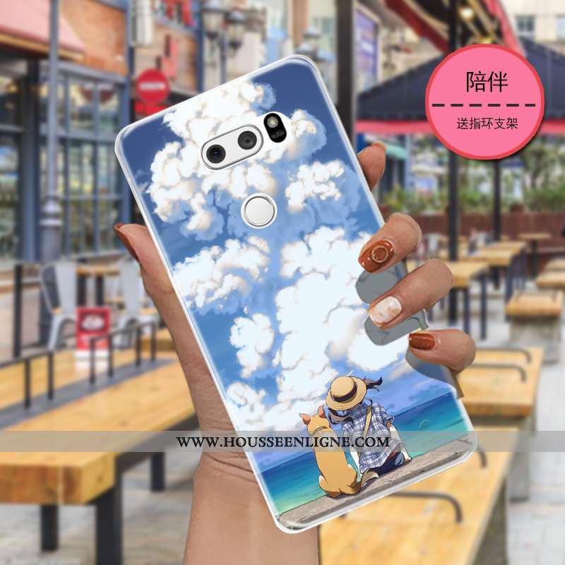 Étui Lg V30 Transparent Dessin Animé Charmant Bleu Marin Légère Étoile Bleu Foncé