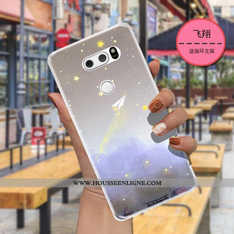 Étui Lg V30 Transparent Dessin Animé Charmant Bleu Marin Légère Étoile Bleu Foncé