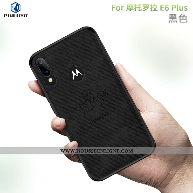 Étui Moto E6 Plus Modèle Fleurie Protection Tissu Rouge Tout Compris Coque