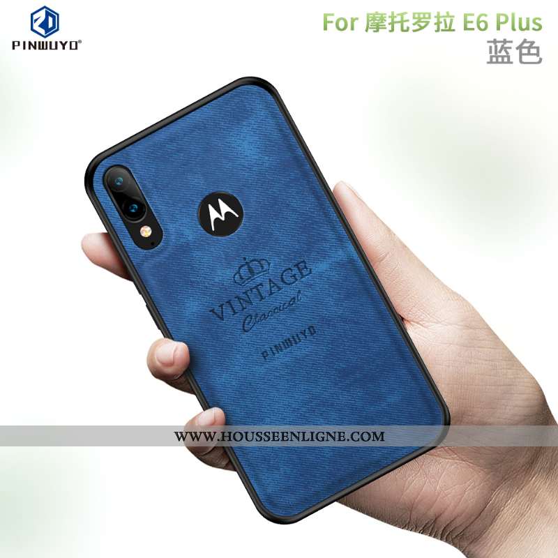Étui Moto E6 Plus Modèle Fleurie Protection Tissu Rouge Tout Compris Coque