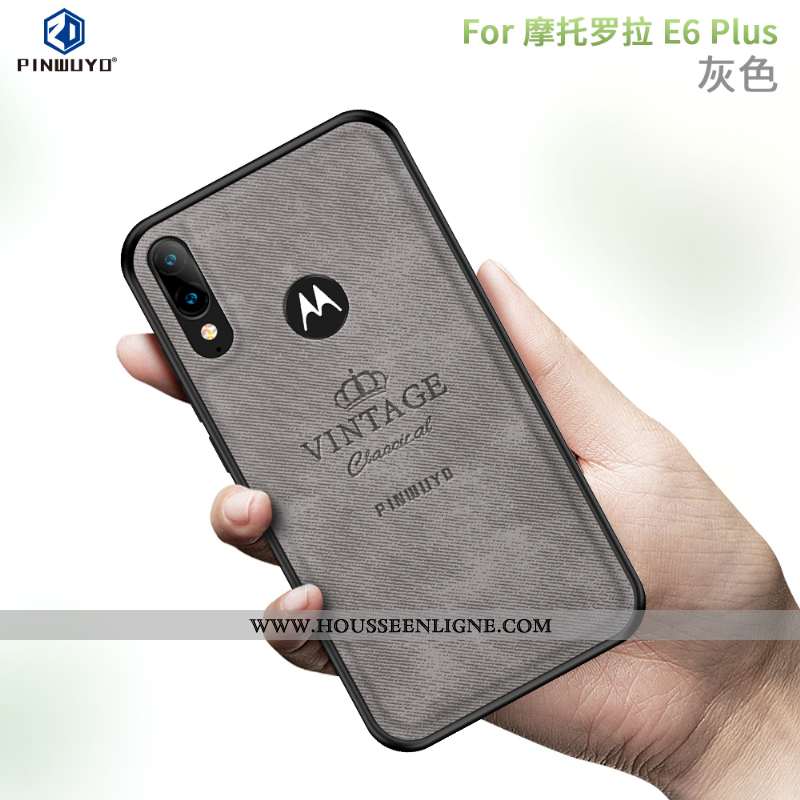 Étui Moto E6 Plus Modèle Fleurie Protection Tissu Rouge Tout Compris Coque