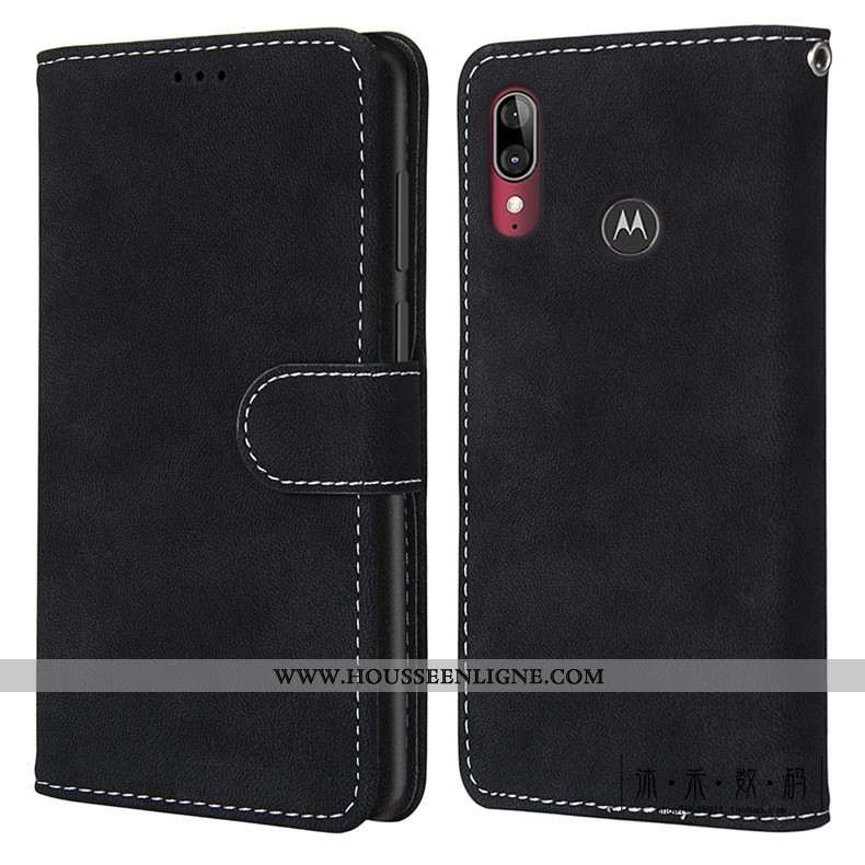 Étui Moto E6 Plus Protection Délavé En Daim Téléphone Portable Coque Vintage Housse Verte