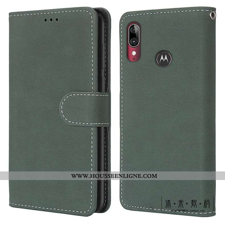 Étui Moto E6 Plus Protection Délavé En Daim Téléphone Portable Coque Vintage Housse Verte