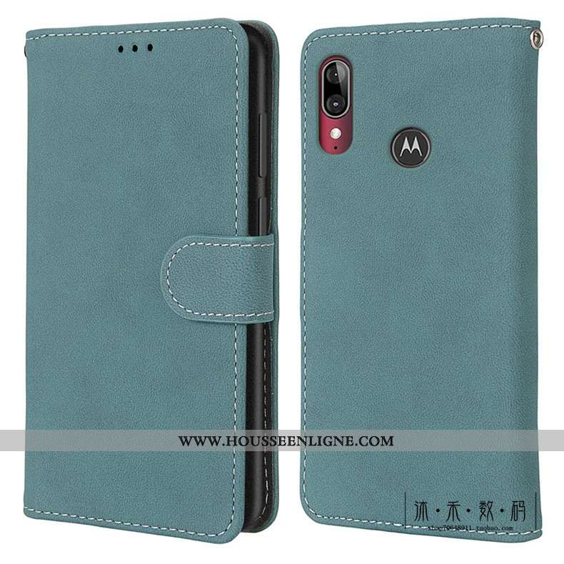 Étui Moto E6 Plus Protection Délavé En Daim Téléphone Portable Coque Vintage Housse Verte