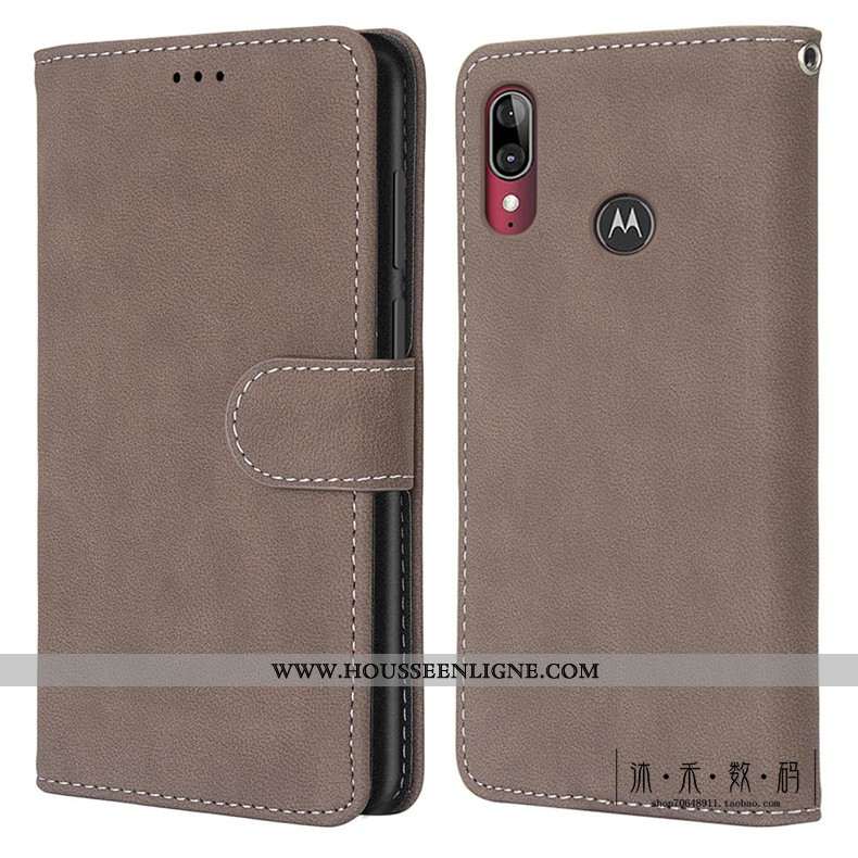 Étui Moto E6 Plus Protection Délavé En Daim Téléphone Portable Coque Vintage Housse Verte