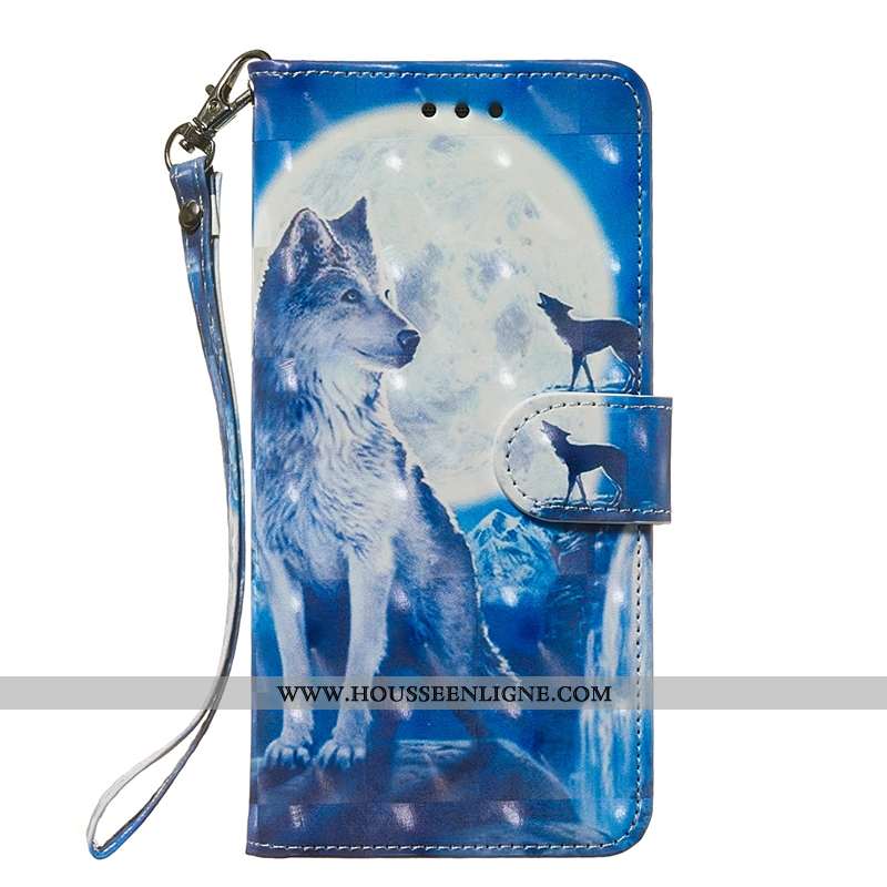 Étui Moto G7 Ornements Suspendus Personnalité Bleu Tendance Clamshell Protection Cuir