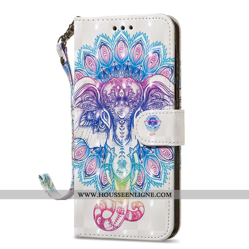 Étui Moto G7 Ornements Suspendus Personnalité Bleu Tendance Clamshell Protection Cuir