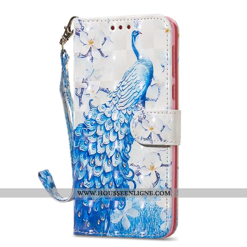 Étui Moto G7 Ornements Suspendus Personnalité Bleu Tendance Clamshell Protection Cuir