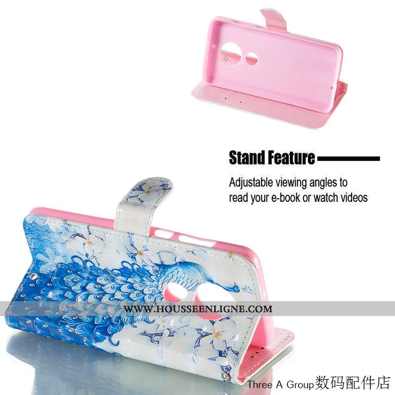 Étui Moto G7 Ornements Suspendus Personnalité Bleu Tendance Clamshell Protection Cuir