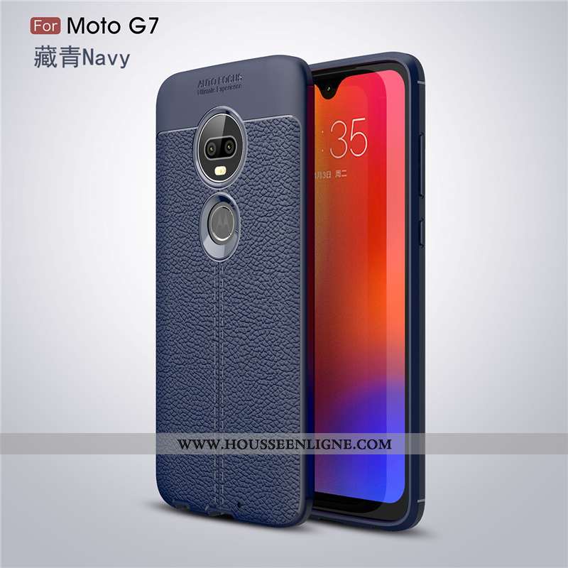 Étui Moto G7 Personnalité Créatif Cuir Noir Fluide Doux Téléphone Portable Modèle Fleurie