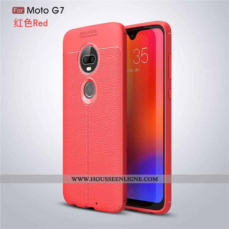 Étui Moto G7 Personnalité Créatif Cuir Noir Fluide Doux Téléphone Portable Modèle Fleurie