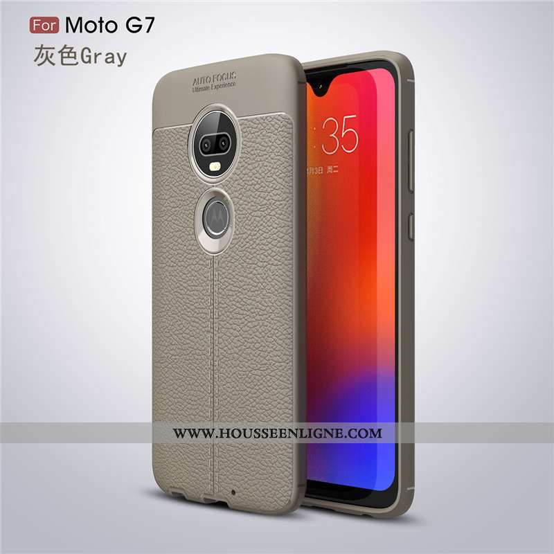 Étui Moto G7 Personnalité Créatif Cuir Noir Fluide Doux Téléphone Portable Modèle Fleurie