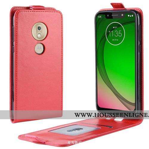 Étui Moto G7 Play Fluide Doux Protection Téléphone Portable Cuir Coque Clamshell Rouge