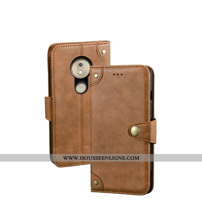 Étui Moto G7 Play Protection Vintage Portefeuille Europe Rouge Clamshell Téléphone Portable