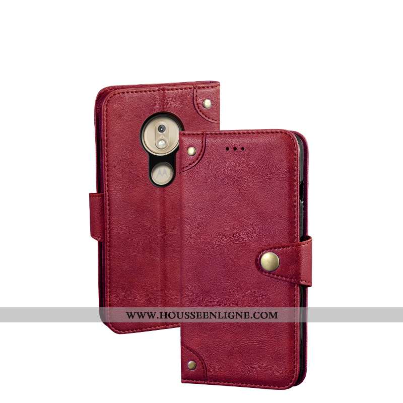 Étui Moto G7 Play Protection Vintage Portefeuille Europe Rouge Clamshell Téléphone Portable