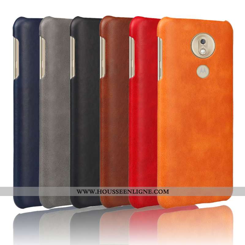 Étui Moto G7 Play Vintage Cuir Protection Délavé En Daim Orange Difficile