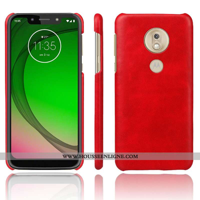 Étui Moto G7 Play Vintage Cuir Protection Délavé En Daim Orange Difficile