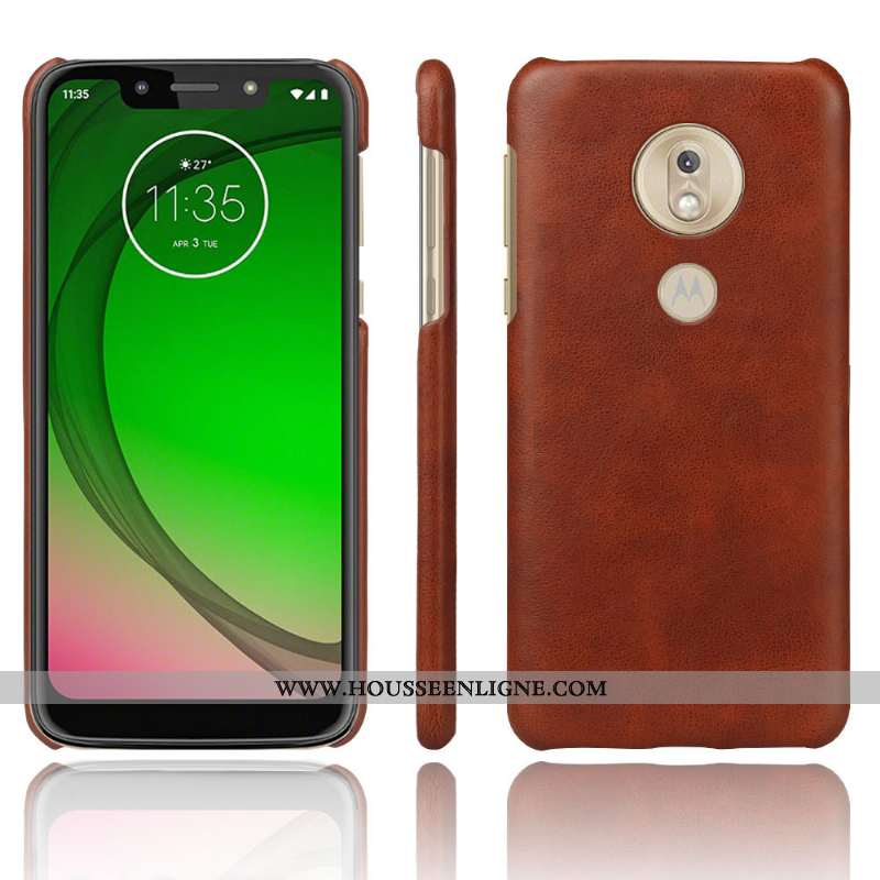 Étui Moto G7 Play Vintage Cuir Protection Délavé En Daim Orange Difficile