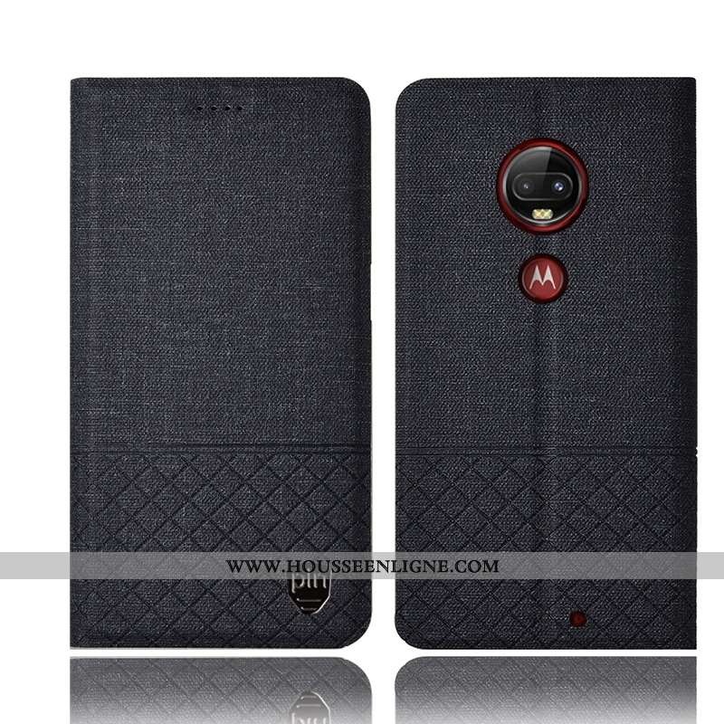 Étui Moto G7 Plus Cuir Protection Incassable Lin Rose Téléphone Portable Coque