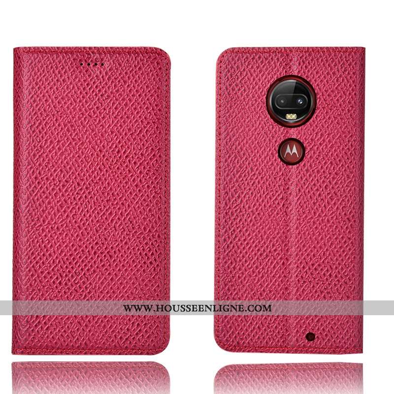 Étui Moto G7 Plus Cuir Véritable Modèle Fleurie Téléphone Portable Coque Incassable Housse 2020 Noir