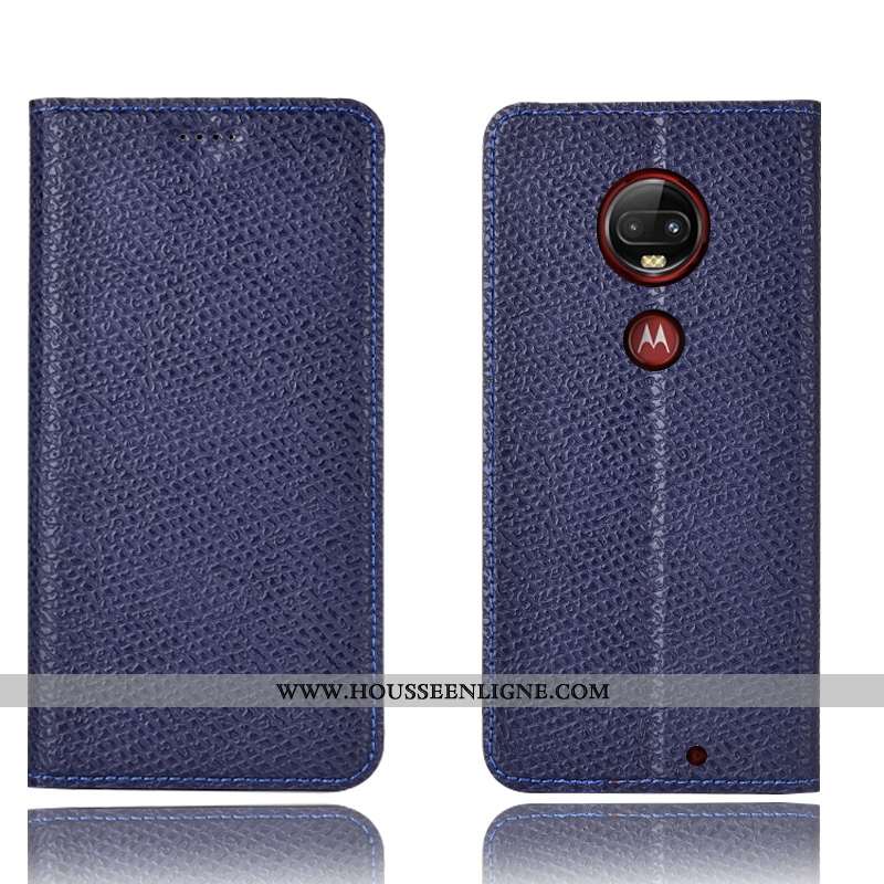 Étui Moto G7 Plus Cuir Véritable Modèle Fleurie Téléphone Portable Coque Incassable Housse 2020 Noir