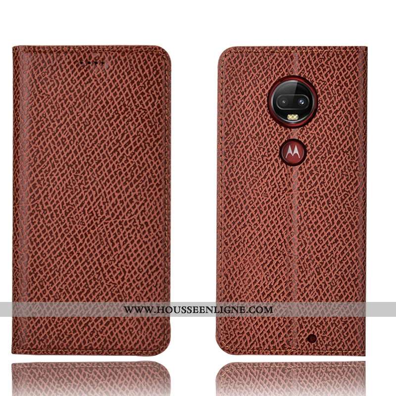 Étui Moto G7 Plus Cuir Véritable Modèle Fleurie Téléphone Portable Coque Incassable Housse 2020 Noir